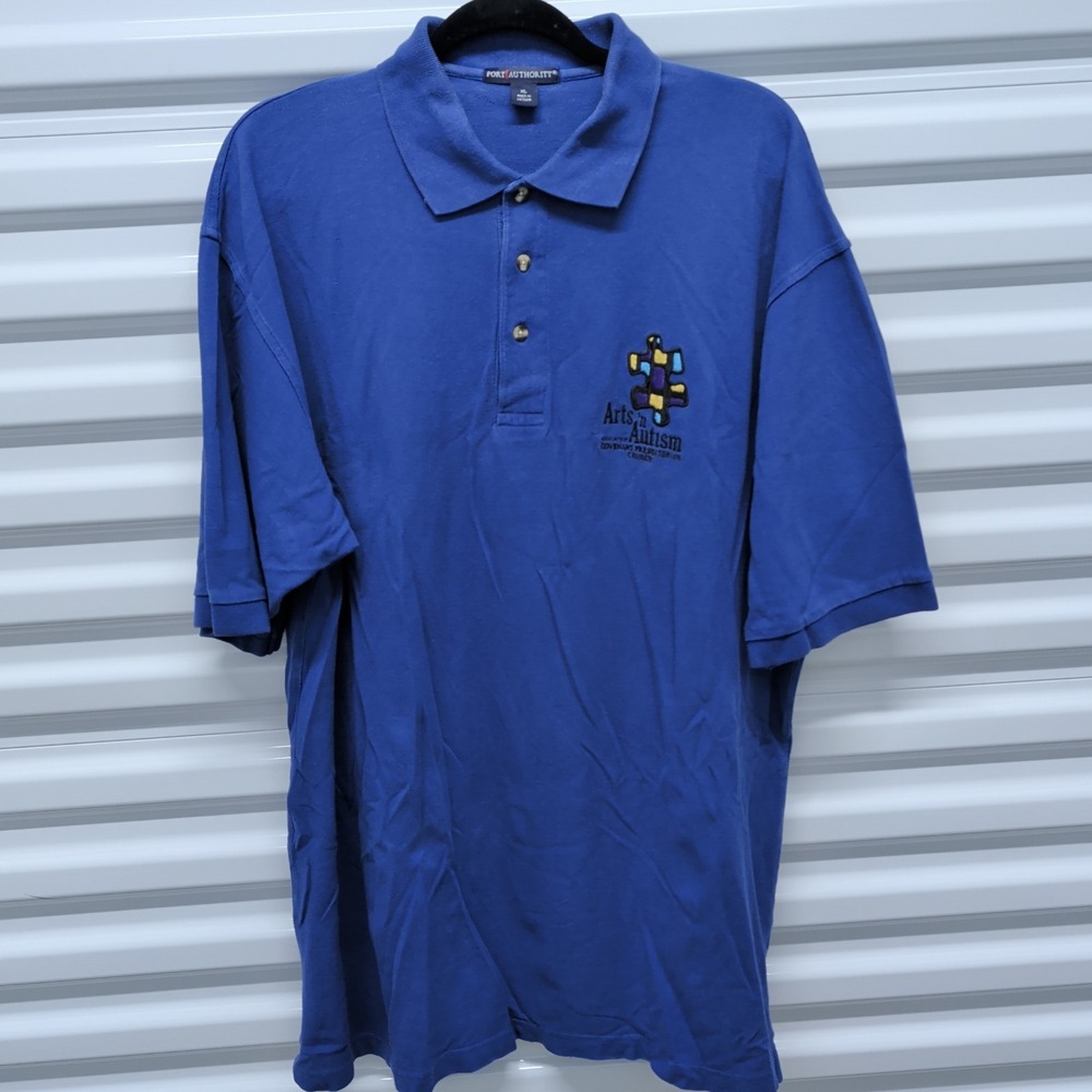 Port Authority Polo Shirt XL Men Blue Arts n Autism Embroidered 100% Cotton K420 — photo 2